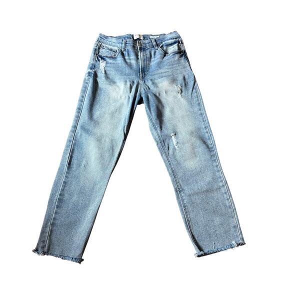 KENSIE Blue Vintage Distressed Cropped Jeans Size 10 - Picture 1 of 9